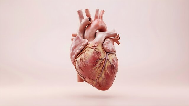 Pink Porcelain Anatomical Heart 3d illustration 3d render