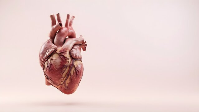 Pink Porcelain Anatomical Heart 3d illustration 3d render
