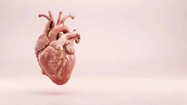 Pink Porcelain Anatomical Heart 3d illustration 3d render