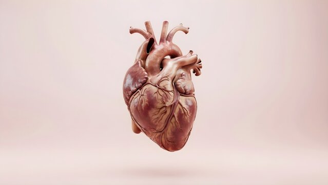 Pink Porcelain Anatomical Heart 3d illustration 3d render