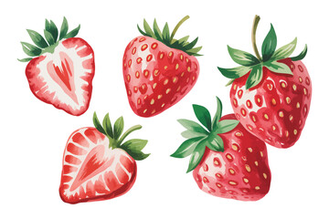 Watercolor Strawberry Illustration, Healthy Kids Snack Clipart, Isolated on White Background © Tanvir Rana