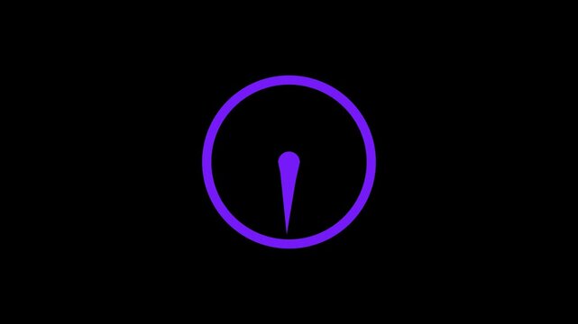 Purple Minimal Analog Clock Animation with Rotating Clock Hands Inside Circular Clock Face on Black Background Seamless Loop Motion Graphics