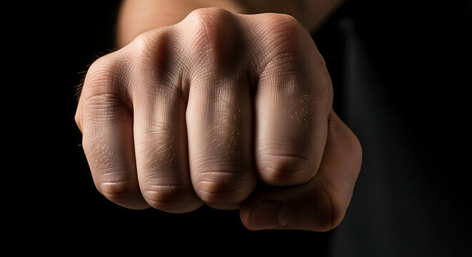 Clenched Fist Hand Gesture Closeup.