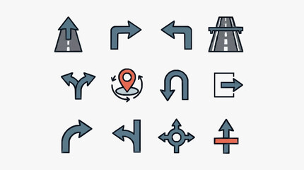 Fototapeta premium Road Traffic Directional Symbols Set.
