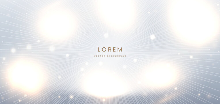Abstract luxury white background with gold lighting effect and bokeh.