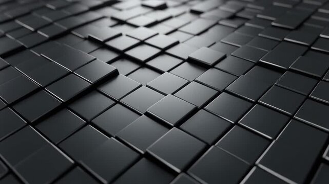Tech corporate grid interface with matte titanium plates shifting in slow motion