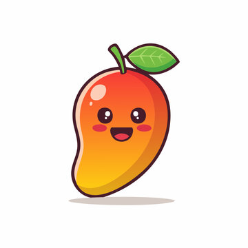 Cute Kawaii Mango Character with Happy Expression