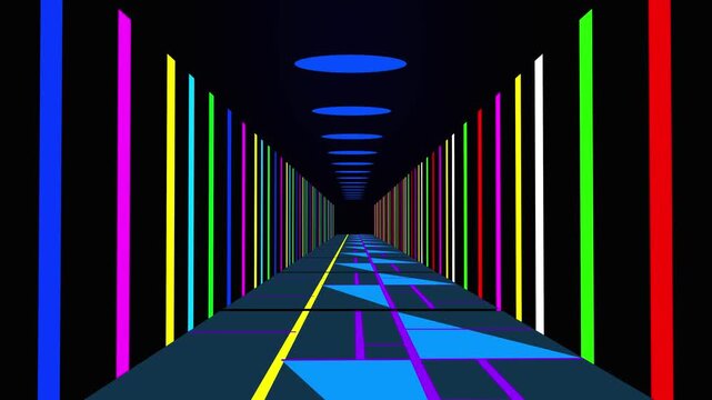 VJ light event particles concert dance game edam music, colorful stage party openers titles led neon tunnel background loop 4k animation