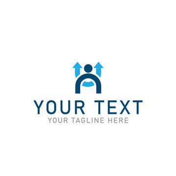 Customizable business logo template, modern company logo, blue corporate icon, vector emblem design
