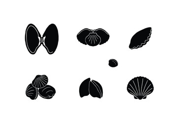 Seashell Silhouettes Black Vector Illustration On White Background © Esrat