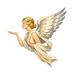 Obraz premium PNG Elegant angel with golden wings.