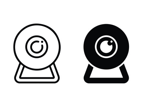 Webcam Retro Theme Line and Solid Symbols for Online Communication Design