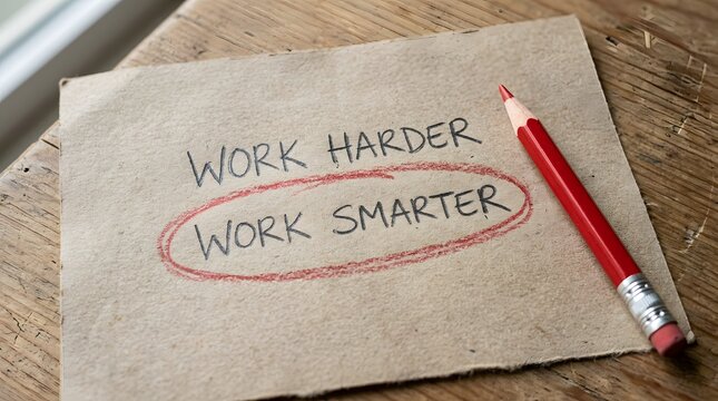 Labour day motivation 'work smarter' concept with pencil on paper for business and productivity