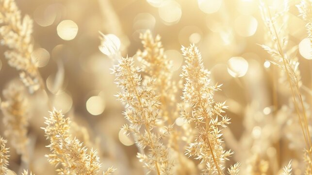Dried silvergrass fluffy panicle close up