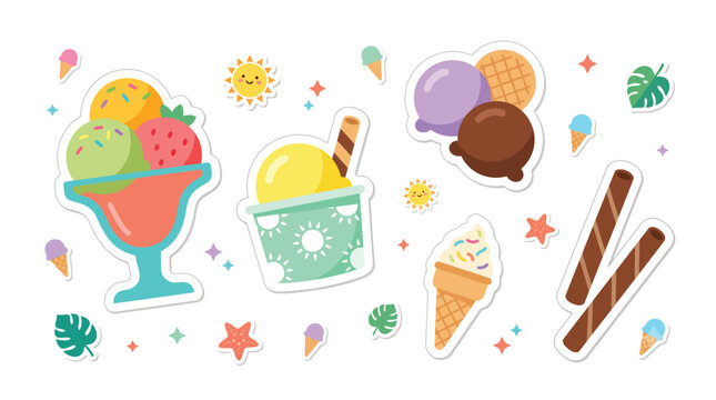 Colorful ice cream sweet treats desserts.
