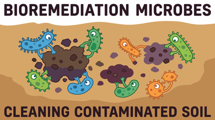 Fototapeta premium Bioremediation Microbes Cleaning Contaminated Soil