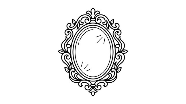 Ornate Oval Mirror Frame, Vintage Decorative Wall Mirror, Elegant Scrollwork Design