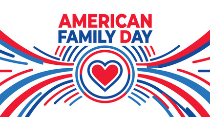 Obraz premium Vibrant American Family Day logo with red, white, and blue heart design and dynamic lines