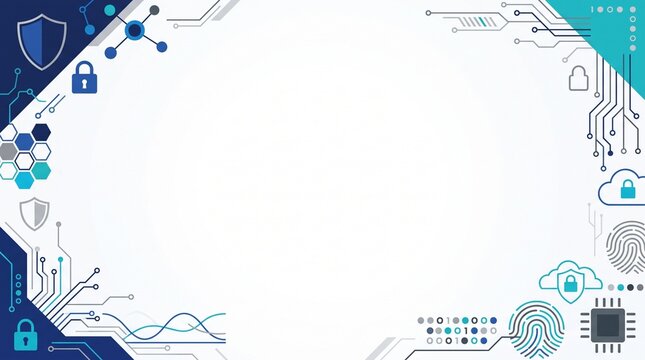 Cybersecurity and Data Protection Digital Technology Abstract Background with Network Elements, Locks, and Circuit Patterns