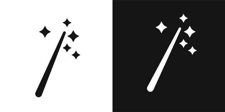 Magic wand icon flat line symbol set.