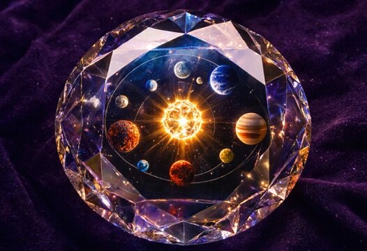 Precious Gemstone Containing a Miniature Solar System