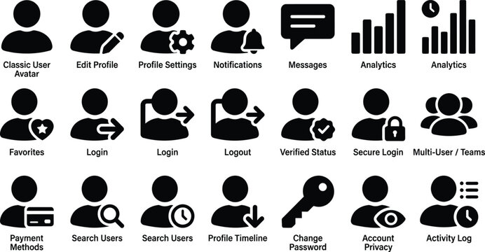 Flat user profile icons set
