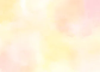 Fotobehang Abstract 水彩風の黄色とピンクの背景イラスト 淡い暖色グラデーション  © sakumon