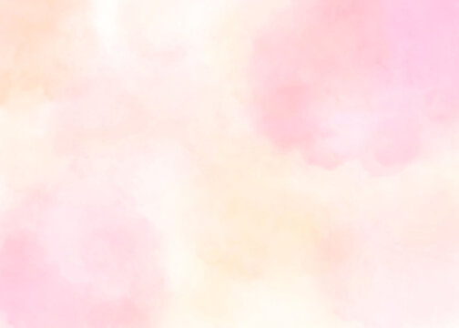 水彩風のピンクと黄色の背景イラスト 淡い桃色グラデーション　桜や母の日をイメージした手描き風のフェミンなバックグラウンド
