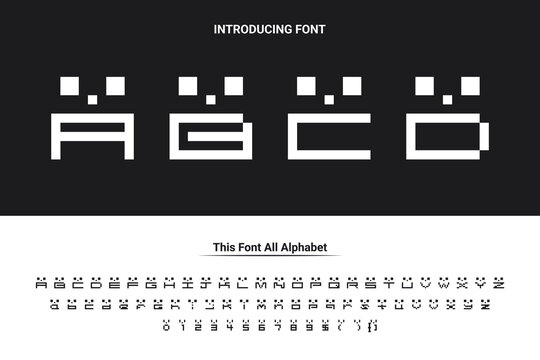 Pixel Alphabet Font Elements Set. Retro 8 Bit Typography Vector Collection