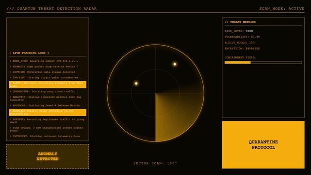 Zero Day Threat Detection Quarantine Protocol Cyber Defense Radar Animation.