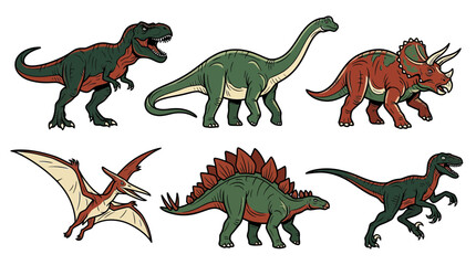 Prehistoric dinosaur collection with tyrannosaurus and triceratops © rehan