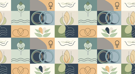 Geometric Abstract Nature Pattern with Muted Earthy Tones © manda