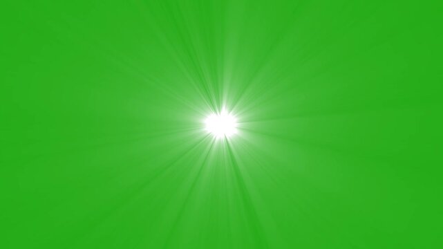 bright white sun light flare loopable 4k animation video on green screen overlay alpha channel.