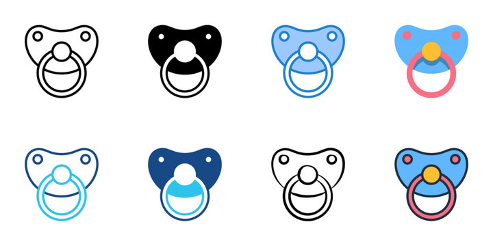 Pacifier icons set multiple style collection. Editable stroke 
