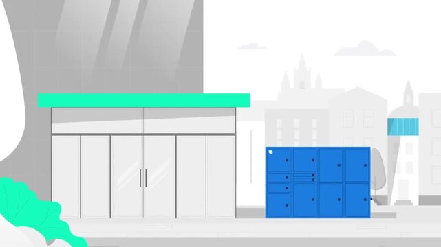 Winter Smart Parcel Locker System with Snowfall &ndash; Secure Package Delivery Animated Explainer