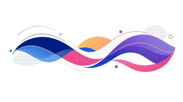Abstract colorful wave dynamic ribbon illustration isolated on white background flowing gradient lines modern motion elements design