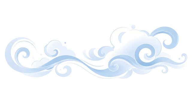 Abstract oriental cloud swirl illustration isolated on white background wave elements dynamic wind line graphic