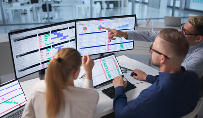 Fototapeta na wymiar Team Of Medical Billing Analysts Coding