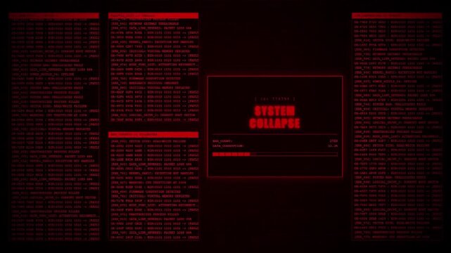 System Collapse Critical Failure Data Corruption Error Tracking Animation.