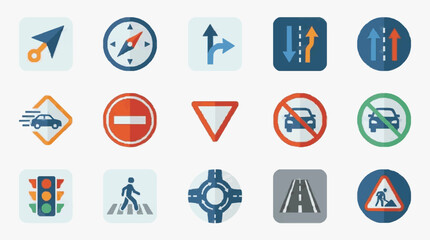 Fototapeta premium Traffic Roadway Signage Icons Collection.