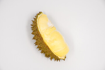 Ripe Durian pulp isolated on white background. © Dub Dub Studio