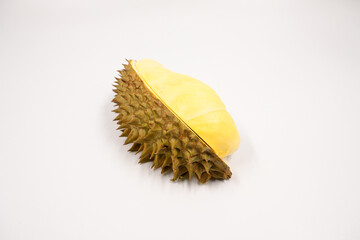 Ripe Durian pulp isolated on white background. © Dub Dub Studio
