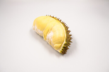 Ripe Durian pulp isolated on white background. © Dub Dub Studio