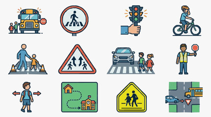 Fototapeta premium Traffic Safety Road Sign Illustrations.