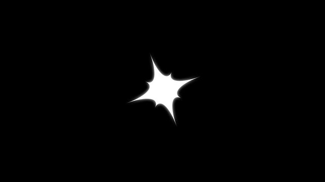 Sparkling star twinkle animation on black screen, 2d shining twinkle effect, fast blinking sparkle light effect, fast glitter star motion, white cartoon, flat, vector, doodles style stars blinking, 4k