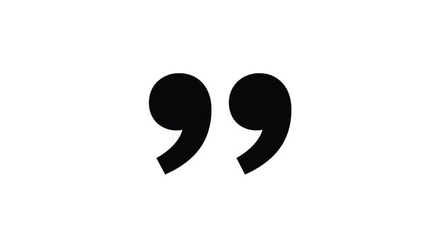 Pair of large black double quotation marks symbols isolated on a plain white background for design.