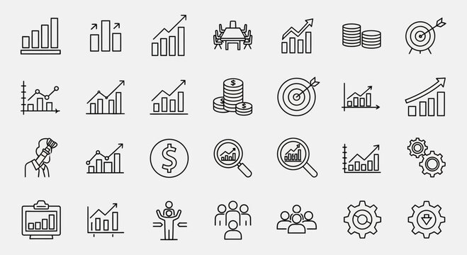 Business charts and financial growth symbols illustrate professional progress and strategic planning goals.