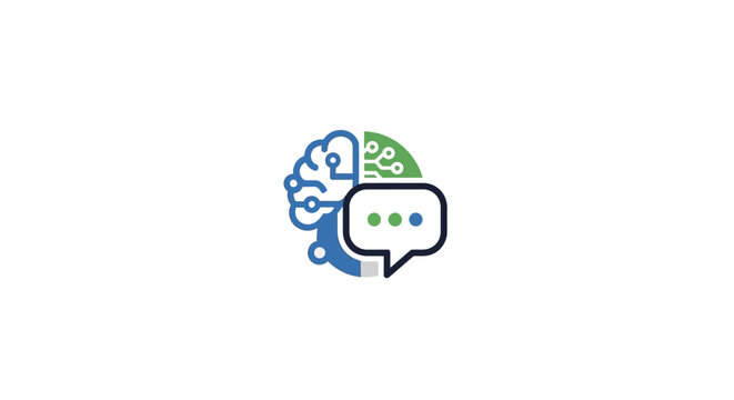 Digital brain communicating, technology and artificial intelligence concept logo design