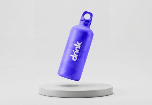 Floating Aluminum Water Bottle Mockup