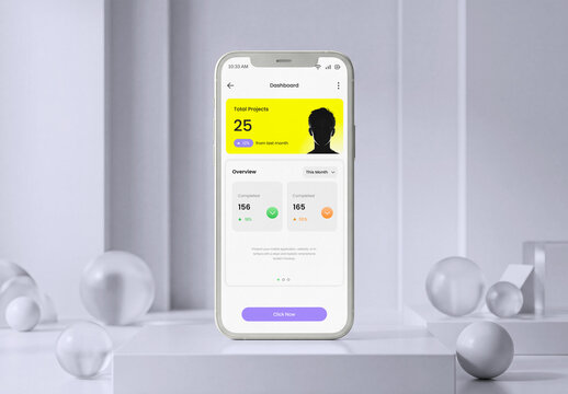 Smartphone Screen Mockup on Podium